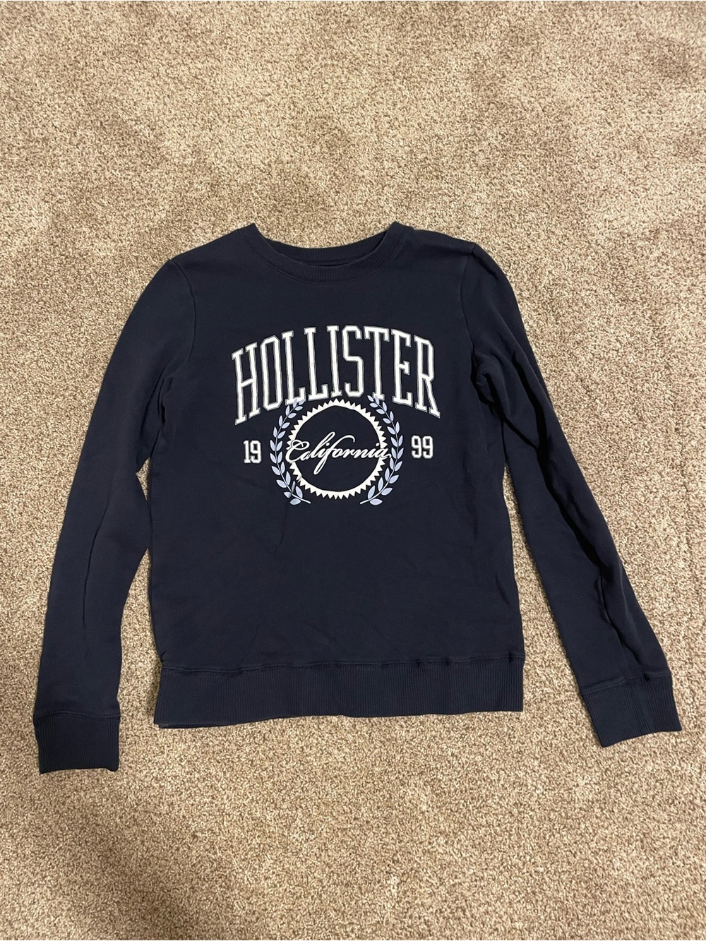 Hollister Navy Logo Pullover Sweatshirt